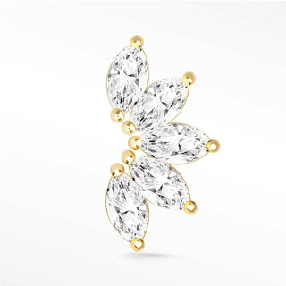 Moissanite Flat Back Earring Large Lotus 14k Yellow - Nina Wynn