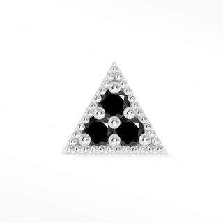 Flat Back Earring Black Diamond Pyramid Trio 14k White