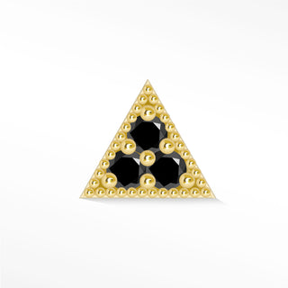Flat Back Earring Black Diamond Pyramid Trio 14k Yellow