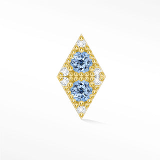Flat Back Earring Blue Sapphire Celestial Drop 14K Yellow