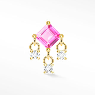 Pink Sapphire Flat Back Earring 14k Yellow