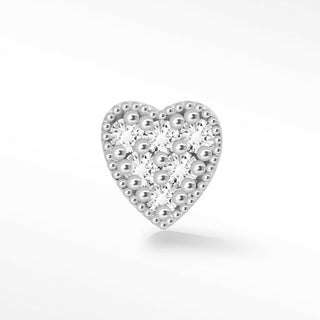 Diamond Flat Back Earring Heart 14k White - Nina Wynn