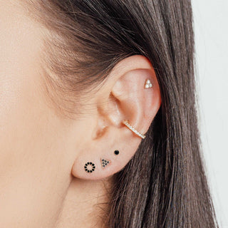 Black Diamond Flat Back Earring Diamond 2mm Bezel 14k White