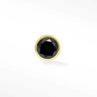 Black Diamond Flat Back Earring Diamond 2mm Bezel 14k Yellow