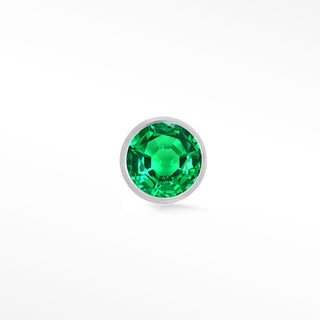 Emerald Flat Back Earrings 2mm Bezel 14k White - Nina Wynn