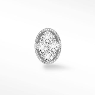 Diamond Flat Back Earring Oval 14k White - Nina Wynn