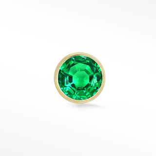 Emerald Flat Back Earring 2.5mm Bezel 14k Yellow - Nina Wynn