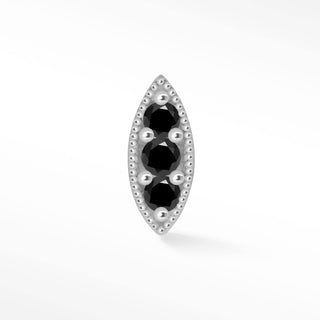 Flat Back Earring Black Diamond Marquise 14k White
