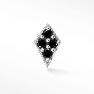 Flat Back Earring Black Diamond Kite 14k White