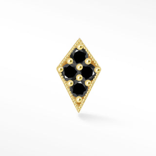 Flat Back Earring Black Diamond Kite 14k Yellow