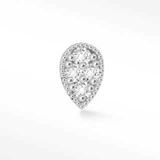Diamond Flat Back Earring Pear 14k White - Nina Wynn