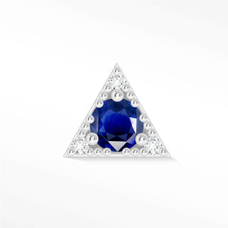 Blue Sapphire Flat Back Earring 14k White