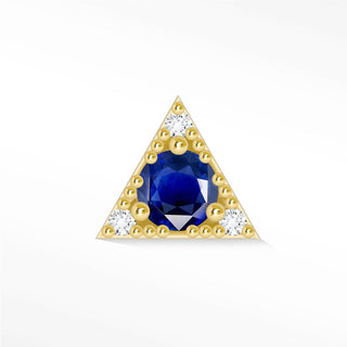 Blue Sapphire Flat Back Earring 14k Yellow