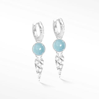 Vintage Lace Round 10mm Aquamarine Silver Convertible Earrings - Nina Wynn