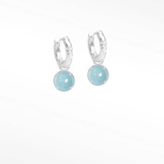 Vintage Lace Round 10mm Aquamarine Silver Convertible Earrings - Nina Wynn