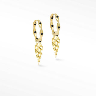 Vintage Lace Pear Black Spinel Gold Vermeil Convertible Earrings - Nina Wynn