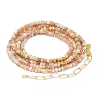 Chloe Rhodochrosite 18k Yellow Gold Gemstone Convertible Wrap - Nina Wynn