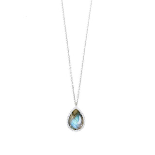 Vintage Lace Pear Labradorite Silver Necklace - Nina Wynn
