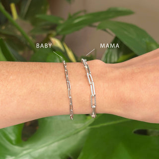 Mama Paperclip Silver Bracelet 8'' - Nina Wynn