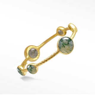 Pallas Agate Moss Gold Vermeil Bangle - Nina Wynn