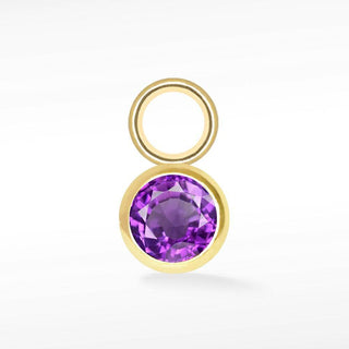 Brilliant Round Natural Gemstone 14k Yellow Gold Simple Bezel Petite Charms for Permanent Jewelry - Nina Wynn