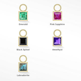 Princess cut Natural Gemstone 14k Yellow Gold Simple Petite Charms for Permanent Jewelry - Nina Wynn