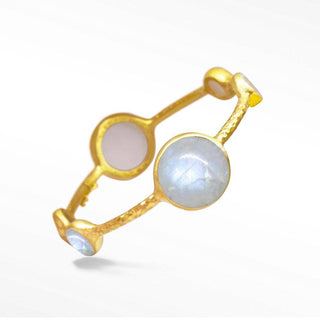 Pallas Moonstone Gold Vermeil Hinged Bangle - Nina Wynn