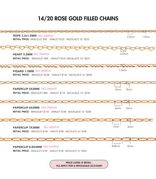 Wholesale Permanent Jewelry Paperclip 7x3mm 14/20 Gold Filled Rose Chain