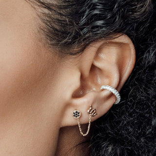 Bite Me 14k White Gold Flat Back Threadless Stud Earring - Nina Wynn