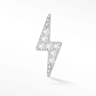 Lightning Bolt 14k White Gold Diamond Flat Back Threadless Stud Earring - Nina Wynn