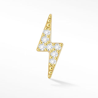 Lightning Bolt 14k Diamond Flat Back Threadless Stud Earring - Nina Wynn