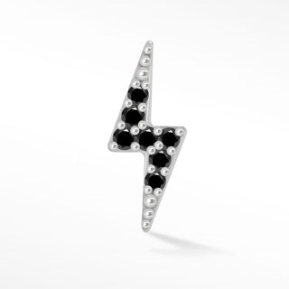 Lightning Bolt Black Diamond 14k White Gold Flat Back Threadless Stud Earring - Nina Wynn
