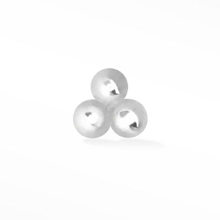 Medium Tri-bead in 14k White Gold Flat Back Threadless Stud Earring - Nina Wynn