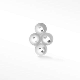 Tetra-bead in 14k White Gold Flat Back Threadless Stud Earring - Nina Wynn