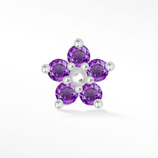 Baby Buttercup in Amethyst 14k White Gold Flat Back Threadless Stud Earring - Nina Wynn