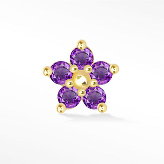 Baby Buttercup in Amethyst 14k Yellow Gold Flat Back Threadless Stud Earring - Nina Wynn