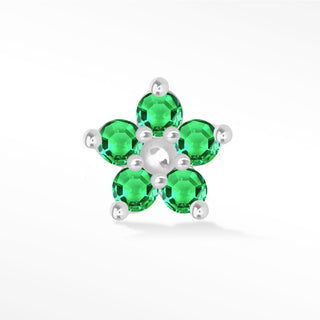 Baby Buttercup in Emerald 14k White Gold Flat Back Threadless Stud Earring - Nina Wynn