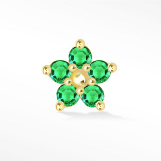 Baby Buttercup in Emerald 14k Yellow Gold Flat Back Threadless Stud Earring - Nina Wynn
