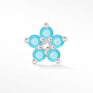 Baby Buttercup in Arizona Turquoise 14k White Gold Flat Back Threadless Stud Earring - Nina Wynn
