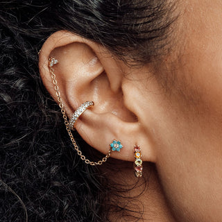 Baby Buttercup in Arizona Turquoise 14k White Gold Flat Back Threadless Stud Earring - Nina Wynn
