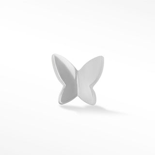 Butterfly Small 14k White Gold Flat Back Threadless Stud Earring - Nina Wynn