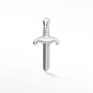 Sword 14k White Gold Flat Back Threadless Stud Earring - Nina Wynn