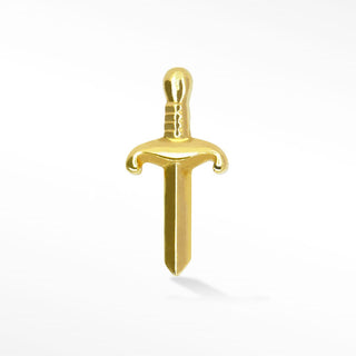 Sword 14k Yellow Gold Flat Back Threadless Stud Earring - Nina Wynn