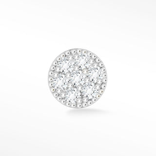Glazed Donut 14k White Gold Diamond Flat Back Threadless Stud Earring - Nina Wynn