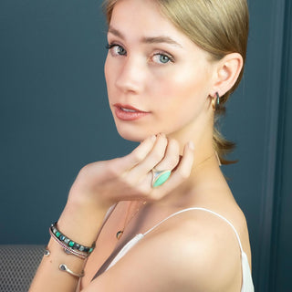 Contemporary Gemstone Silver Bangle - Nina Wynn