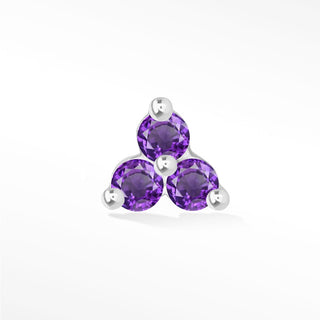 Trinity Amethyst 14k White Gold Flat Back Threadless Stud Earring - Nina Wynn