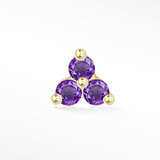 Trinity Amethyst 14k Yellow Gold Flat Back Threadless Stud Earring - Nina Wynn