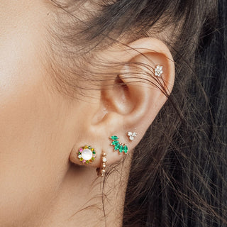 Trinity Diamond 14k Yellow Gold Flat Back Threadless Stud Earring - Nina Wynn