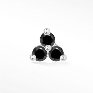 Trinity Black Diamond 14k White Gold Flat Back Threadless Stud Earring - Nina Wynn