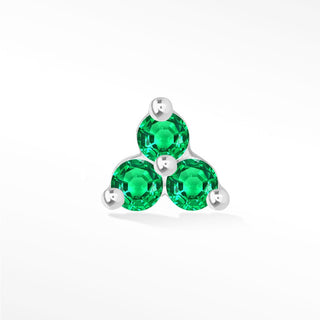 Trinity Emerald 14k White Gold Flat Back Threadless Stud Earring - Nina Wynn
